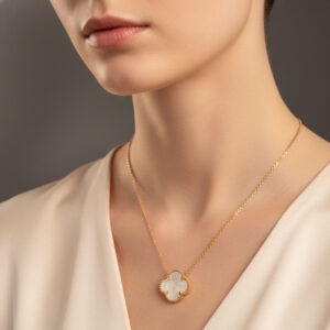 گردنبند طلا ونکلیف با صدف سفید - تصویر 2